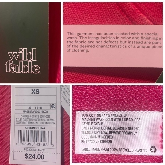 NWT 3pc Bundle WILD FABLE Hoodie Top Sweatshirt Pink Orange Green Junior XS NEW - Picture 16 of 16